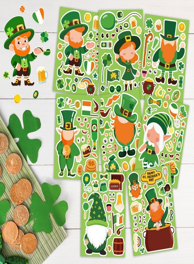 Actilize 24 Pack St. Patrick's Day Face Stickers for Kids, 6 x 8.2 Inch Self-Adhesive Leprechaun & Shamrock Stickers, 8 Styles Irish Party Favors - Image 2