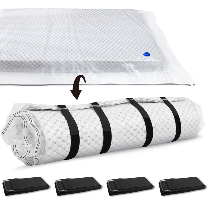 Storage Master Vacuum Storage Bag for King Size Mattress  Ideal for Memory Foam and Latex Up to 14 Inches  Designed for Easy Moving Shipping and Storing with Straps KINGCAL KING