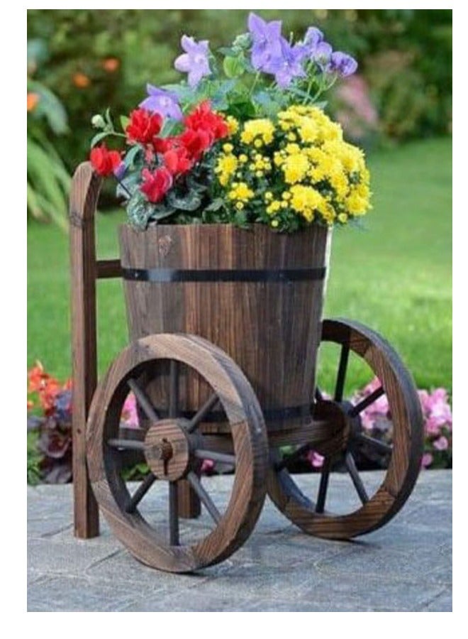 FFD Wooden Barrel Tricycle Flower Planter Decorative Succulent Pot for Garden & Home - Image 2