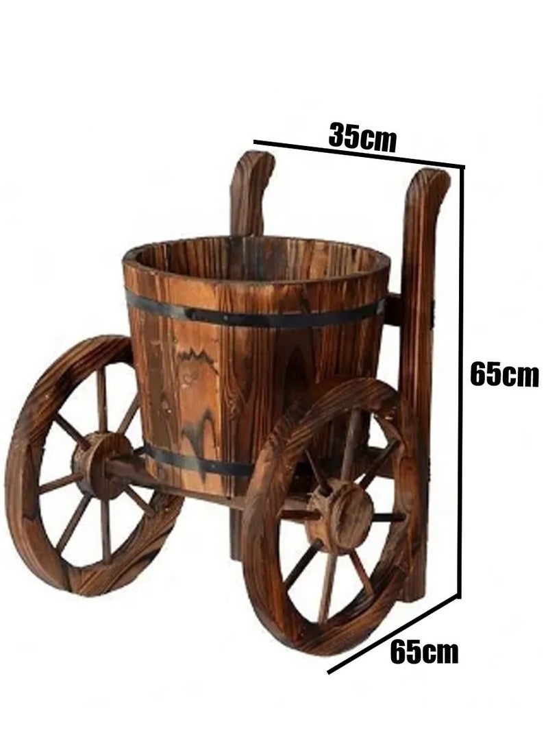 FFD Wooden Barrel Tricycle Flower Planter Decorative Succulent Pot for Garden & Home - Image 3