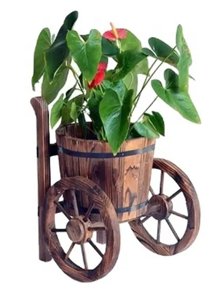 FFD Wooden Barrel Tricycle Flower Planter Decorative Succulent Pot for Garden & Home - Image 4