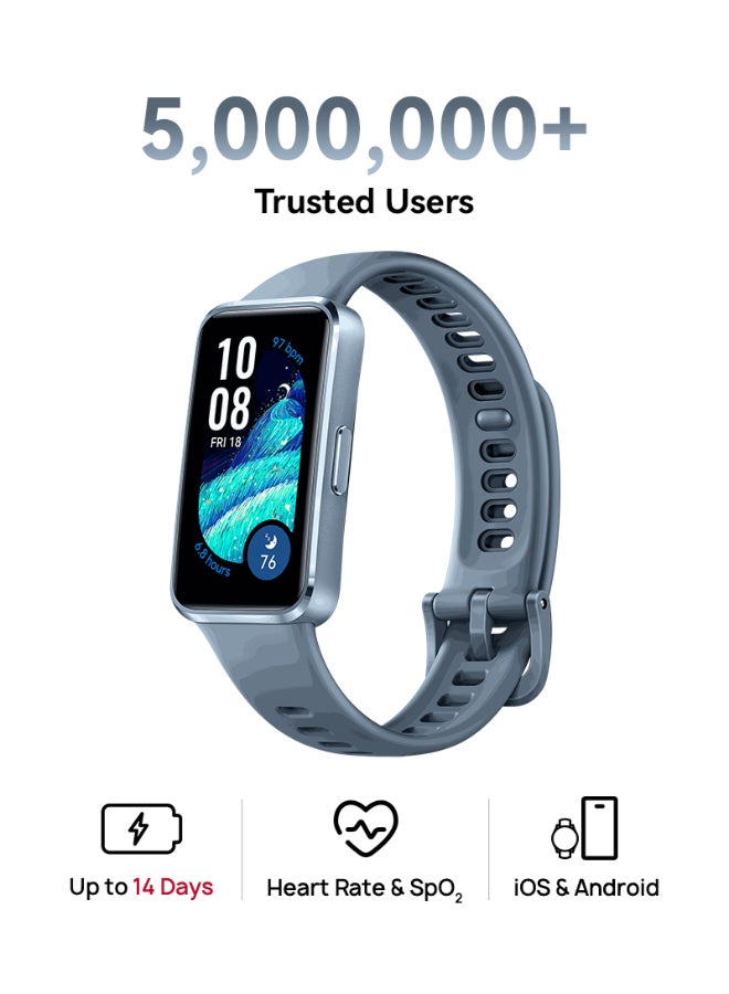 Band 10 Smartwatch, Metallic Design, iOS Android, Pro-Level Sleep Analysis, Fast Charging And Robust Battery Life, Sleek Aluminum Alloy Case Blue