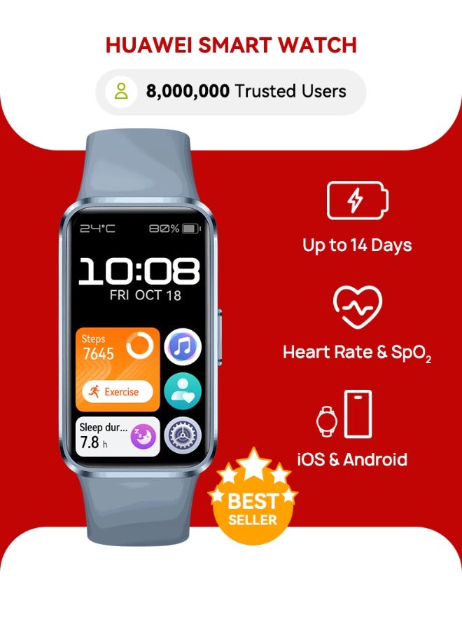HUAWEI Band 10 Smartwatch, Metallic Design, iOS Android, Pro-Level Sleep Analysis, Fast Charging And Robust Battery Life, Sleek Aluminum Alloy Case Blue - Image 1