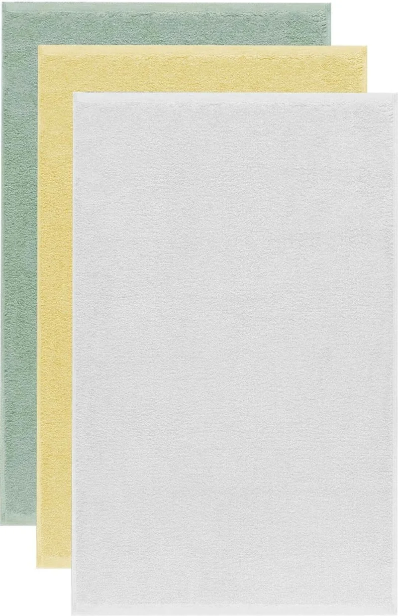 Mira Home 3 Piece Solid Color Hand Face Towel Set; Cotton 50 x 90 cm Green Yellow White