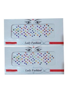 Small Size Multicolour Stone Bindi Set Of 2