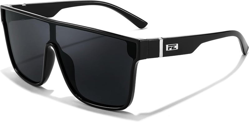 FEISEDY Fashion Flat Top Sunglasses Trendy Oversized Square Shades Women Men UV400 B2996 - Image 1