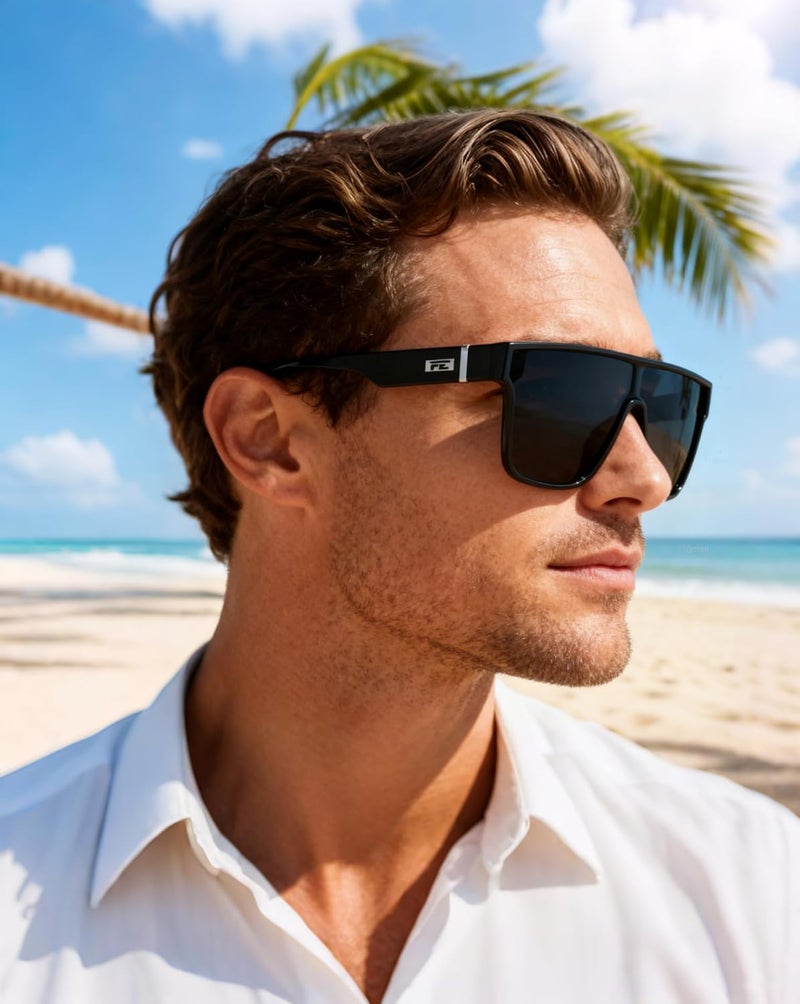 FEISEDY Fashion Flat Top Sunglasses Trendy Oversized Square Shades Women Men UV400 B2996 - Image 2