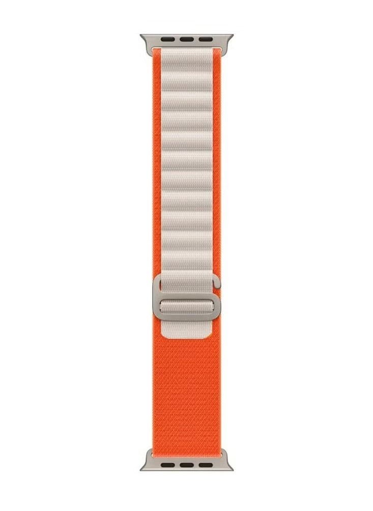 vesus - Alpine Loop Band 49mm 45mm 44mm for Apple Watch Series Ultra/8/SE/7/6/5/4/3/2/1 Nylon Woven Textile Loop Sport Strap Wristband Orange/White - Image 1