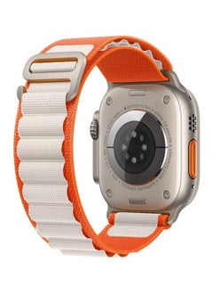 Alpine Loop Band 49mm 45mm 44mm for Apple Watch Series Ultra/8/SE/7/6/5/4/3/2/1 Nylon Woven Textile Loop Sport Strap Wristband Orange/White
