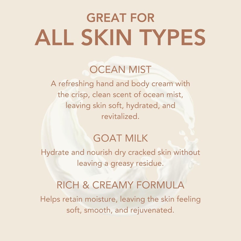 Dionis Goat Milk Skincare Scented Hand & Body Cream - Travel Size Lotion For Hydrating & Moisturizing Dry and Sensitive Skin, Cruelty Free, Paraben Free Made in The USA, Ocean Mist, 3.3 oz - Image 5
