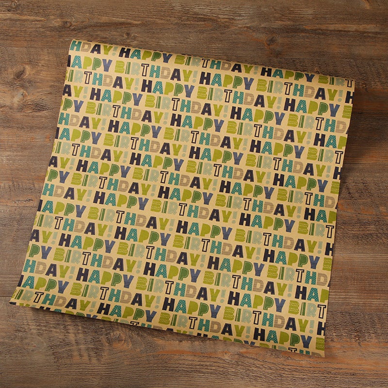 Birthday Wrapping Paper 10 Pre-cut Folded Sheets - 4 Fun Recyclable Thick Designs Kraft Gift Wrapping Paper for Kids Girls Boys Women Men Birthday Gift Packaging - Image 1