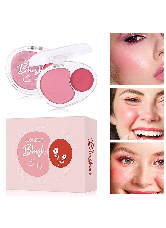 2-in-1 cheek blush, Natural makeup with a natural look with high gloss powder to brighten skin tone, low saturation rouge #03