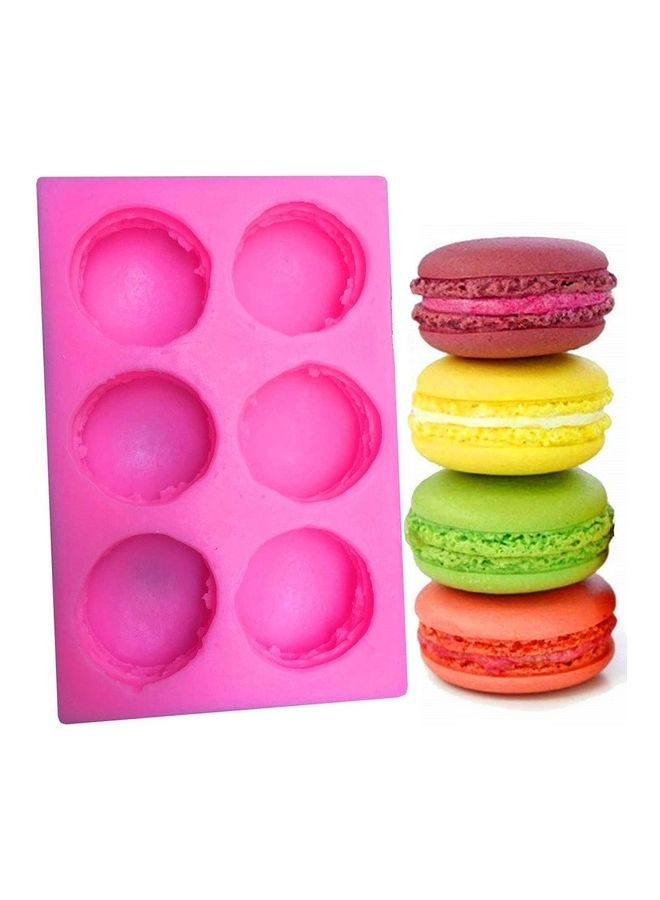 NIBEMINENT 6-Cavity 3D Macaroon Silicone Mold Pink 5.1 x 3.5 1inch - Image 1