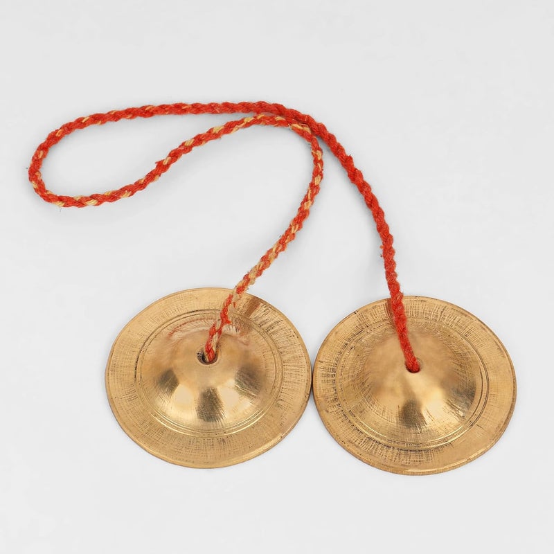 DOKCHAN Handmade Percussion Instrument - Hand Cymbals Brass Manjira Pair - Indian Musical Instrument (9.5 CM) - Image 5