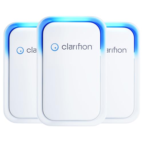 Clarifion كلاريفيون - أجهزة أيونات الهواء للمنزل (3 عبوات)، نظام ترشيح الأيونات السلبية، معطر هواء هادئ لغرفة النوم، المكتب، المطبخ، فلتر هواء محمول لإزالة الروائح، الدخان، الغبار، الحيوانات الأليفة، جهاز تنقية الهواء الصغير - Image 1