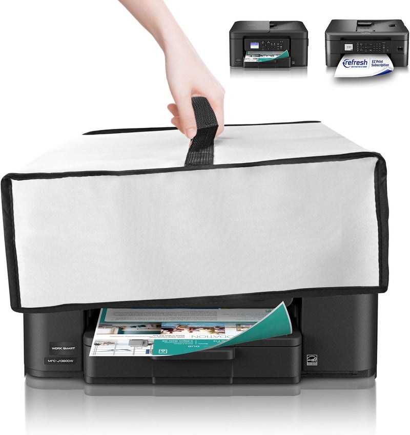 NUENSS-ROR غطاء طابعة متوافق مع طابعة Brother Work Smart MFC-J1360DW/MFC-J1010DW اللاسلكية الملونة بنفث الحبر، غطاء واقي للطابعة ثقيل الوزن ومقاوم للماء والغبار والكهرباء الساكنة (فضي) - Image 1