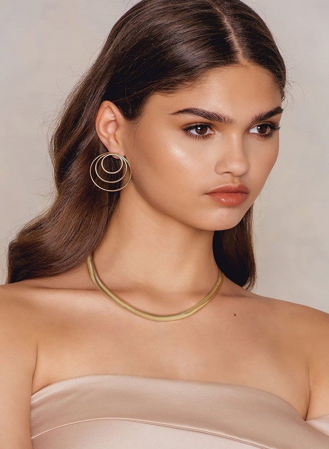 ليلي آند وايت قلادة سلسلة ذهبية من ليلي آند وايت للنساء، قلادة سلسلة ثعبان ذهبية، قلادة سلسلة متعرجة مسطحة للنساء، مجوهرات ذهبية - Image 3