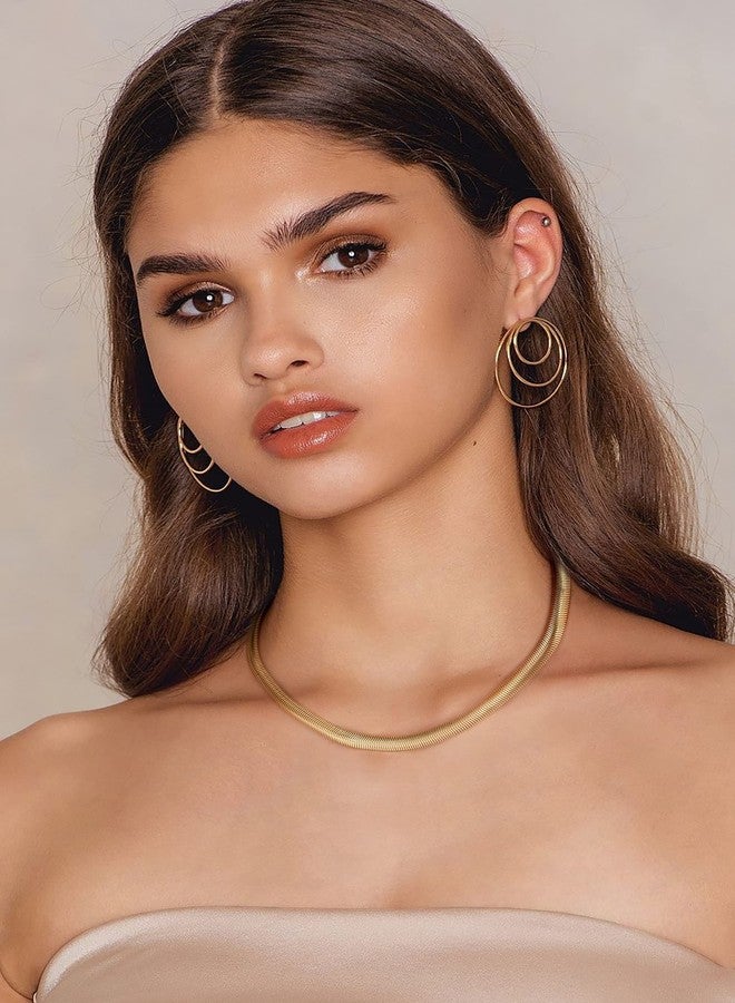 ليلي آند وايت قلادة سلسلة ذهبية من ليلي آند وايت للنساء، قلادة سلسلة ثعبان ذهبية، قلادة سلسلة متعرجة مسطحة للنساء، مجوهرات ذهبية - Image 2