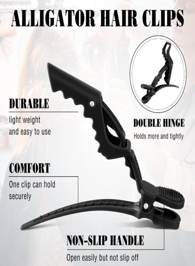 Cerrito Alligator Clips For Hair Styling 6 Pack - Professional Wide Teeth & Double-Hinged Design, Crocodile Clips For Women, Salon Hair Clips For Styling Sectioning- Firm Hold Without Slipping, Black - Image 5