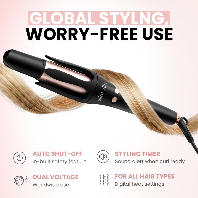 ELLA BELLAÂ® Automatic Rotating Curling Iron â€¢ Auto Hair Curlers â€¢ Easy to Use â€¢ Digital Display to Accurately Control Temperature â€¢ Transform Your Look in Seconds â€¢ Ideal for Longer Hair - Image 5