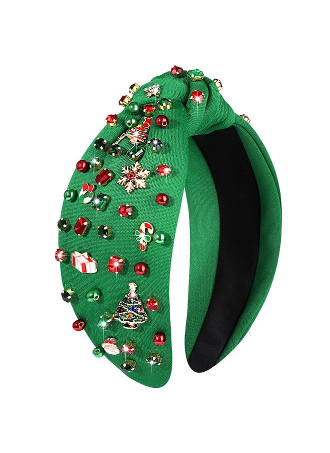YAHPERN Christmas Headband For Women Christmas Accessories Xmas Bow Tree Snowflake Knotted Headband Crystal Top Knot Headband  - Image 1