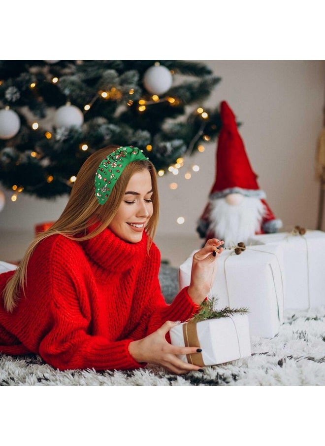 YAHPERN Christmas Headband For Women Christmas Accessories Xmas Bow Tree Snowflake Knotted Headband Crystal Top Knot Headband  - Image 3
