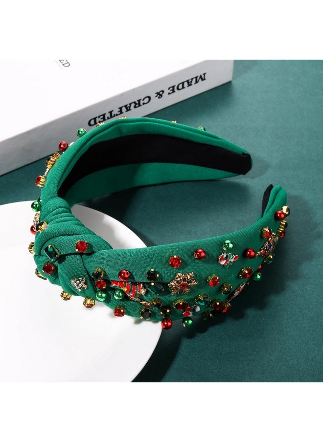 YAHPERN Christmas Headband For Women Christmas Accessories Xmas Bow Tree Snowflake Knotted Headband Crystal Top Knot Headband  - Image 4