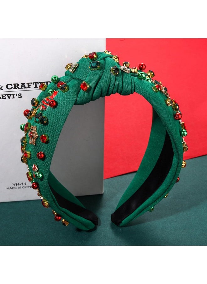 YAHPERN Christmas Headband For Women Christmas Accessories Xmas Bow Tree Snowflake Knotted Headband Crystal Top Knot Headband  - Image 5