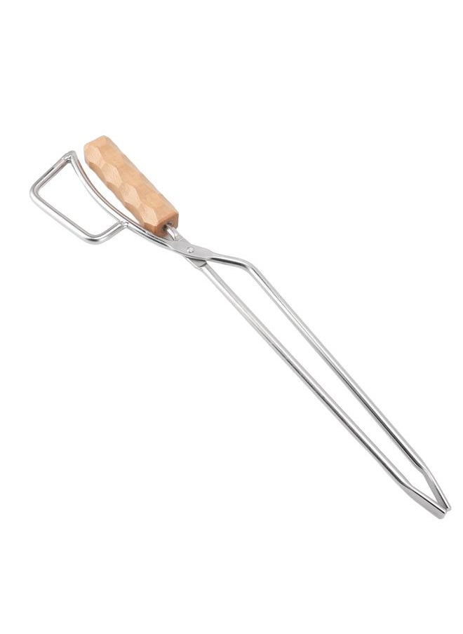Thoraya Stainless Steel Fireplace Tongs with Wooden Handle Multifunctional Long Firewood Tong for Fire Pit Campfire Firewood Charcoal  - Image 2