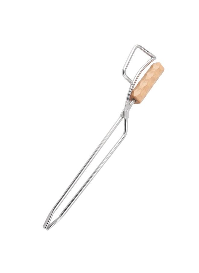 Thoraya Stainless Steel Fireplace Tongs with Wooden Handle Multifunctional Long Firewood Tong for Fire Pit Campfire Firewood Charcoal  - Image 3