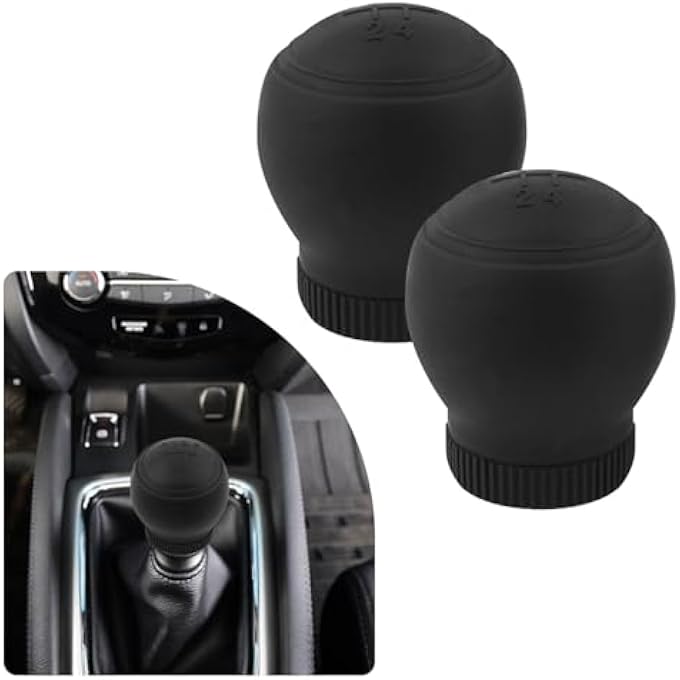 rayihni TERRIFI Shift Knob Cover 5 Speed Car Gear Shift Cover AntiSlip Silicone Protector Universal Manual Shifter Cover Car Interior Accessories Protects Shift Knobs Black 2PCS - Image 1