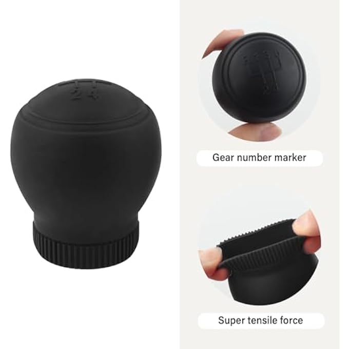 rayihni TERRIFI Shift Knob Cover 5 Speed Car Gear Shift Cover AntiSlip Silicone Protector Universal Manual Shifter Cover Car Interior Accessories Protects Shift Knobs Black 2PCS - Image 2