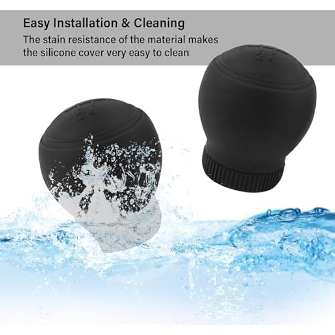 rayihni TERRIFI Shift Knob Cover 5 Speed Car Gear Shift Cover AntiSlip Silicone Protector Universal Manual Shifter Cover Car Interior Accessories Protects Shift Knobs Black 2PCS - Image 3