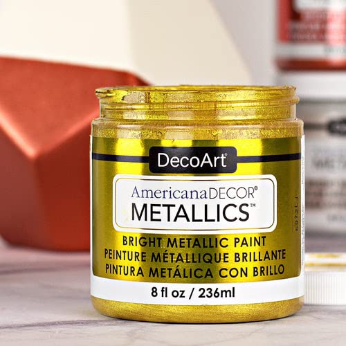 DecoArt Americana Decor Metallics Paint – 24K Gold, 3 Pack (8 fl oz) – DIY Metallic Paints for Canvas, Wood & Craft Projects - Image 4