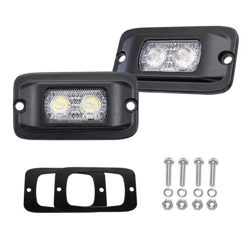 Raycharm 43 FlushMount Offroad LED Light Super Bright 6000K CoolWhite 90 Wide Flood Beam Reverse Backup Light for Jeep Truck UTV ATV IP68 WaterproofShockproof 12V24V 2Pack