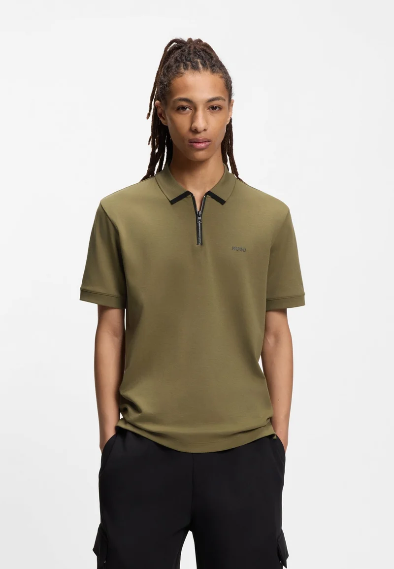 HUGO Cotton-piqué polo shirt with contrast logo