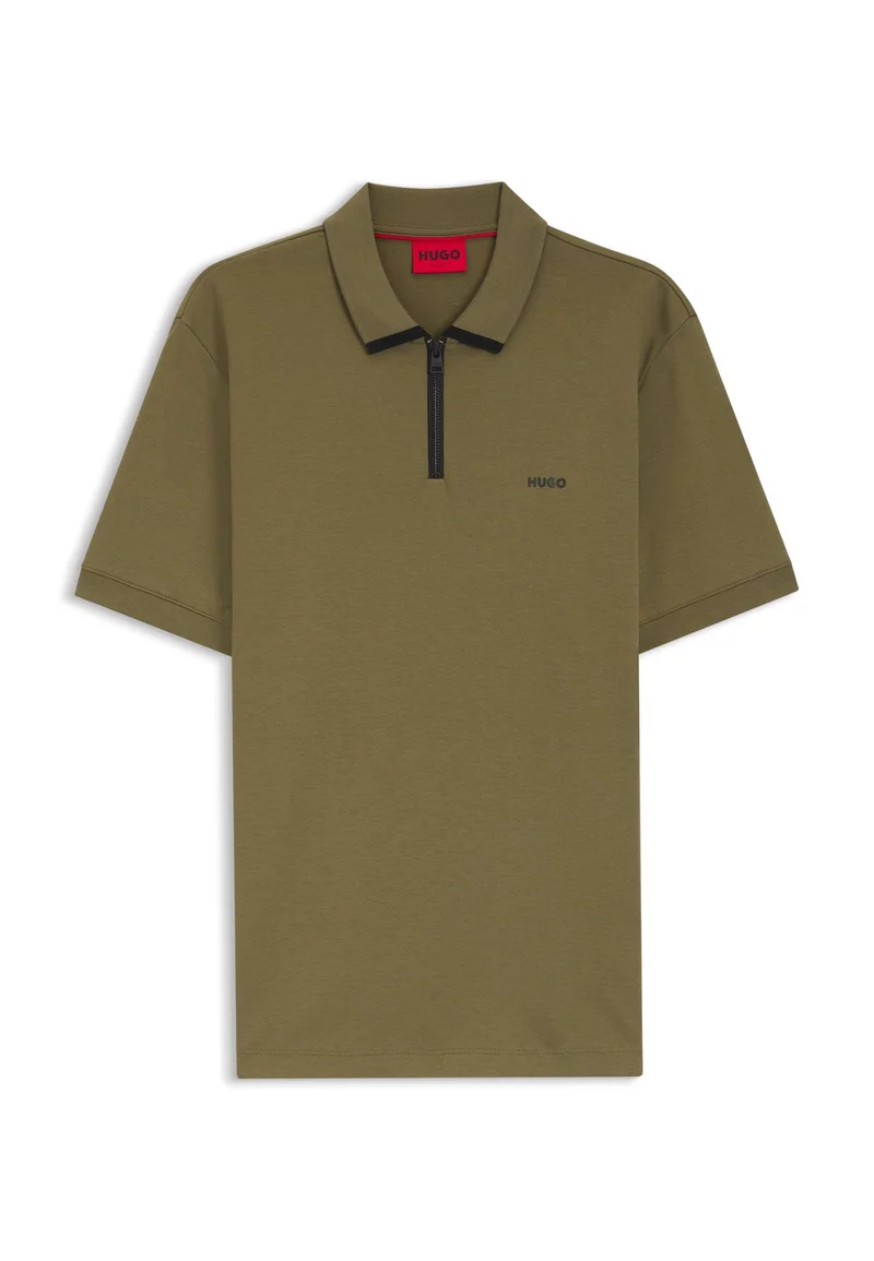 HUGO Open Green Cotton-piqué polo shirt with contrast logo for Men | Best Price UAE