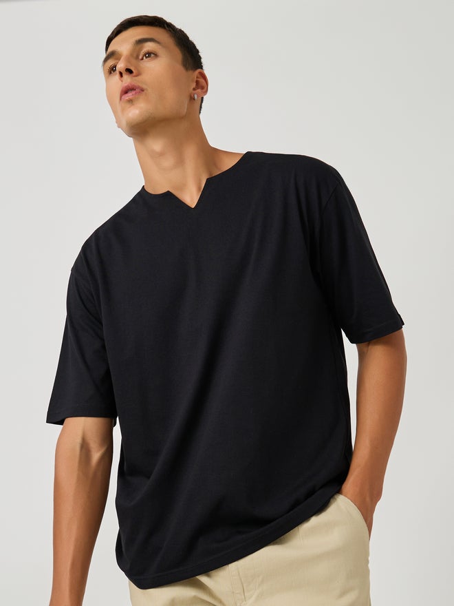 Styli Styli Notch Neck Oversized T-Shirt  - Image 1