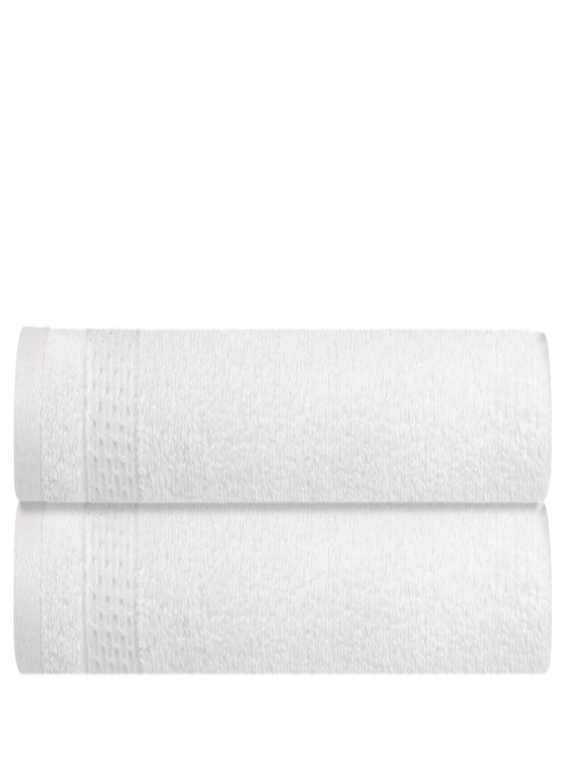 REZLAN UAE REZLAN Luxury 2-Piece Bath Sheet Set - 600 GSM Premium Cotton (100×155 cm/40×61 in) - Beach & Bath Towels - WHITE  - Image 1