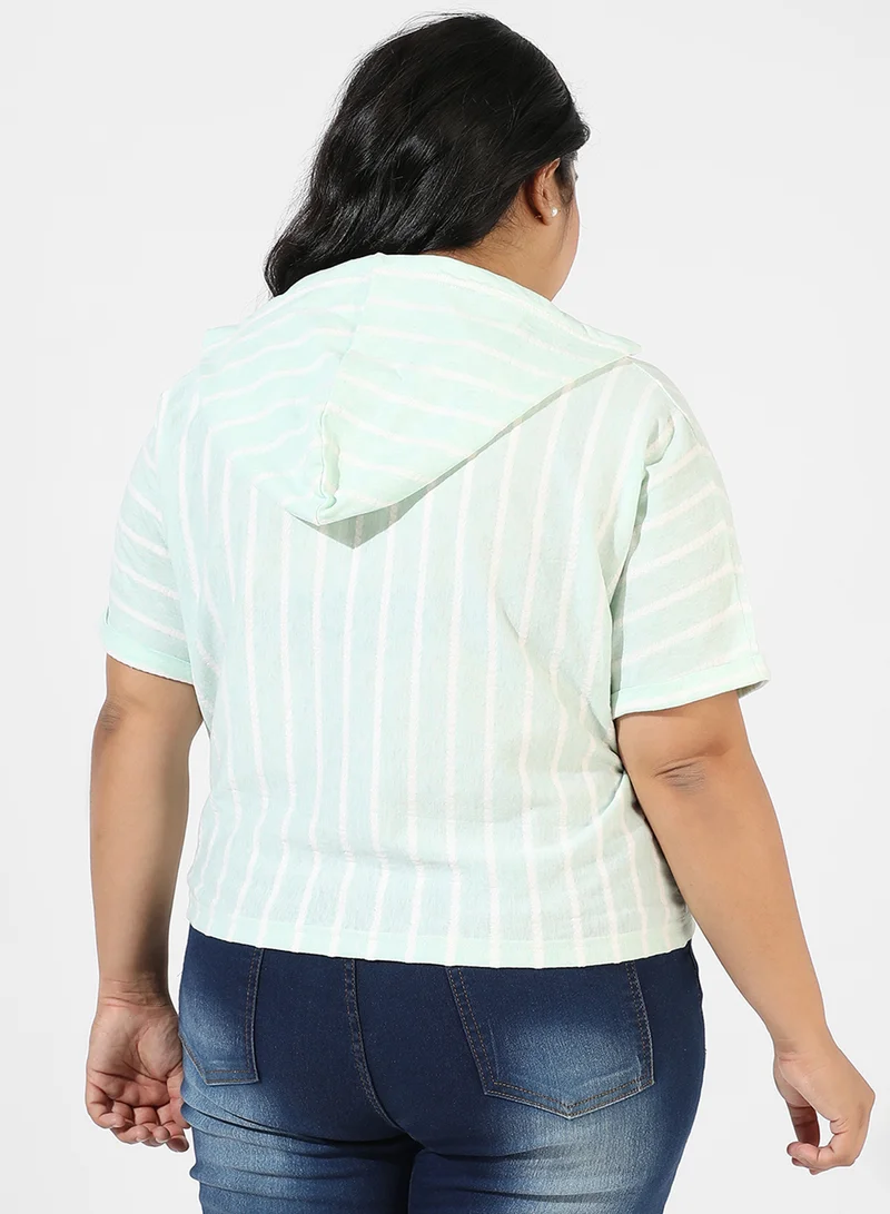 Instafab Plus Women's Mint Green Pinstripe Top