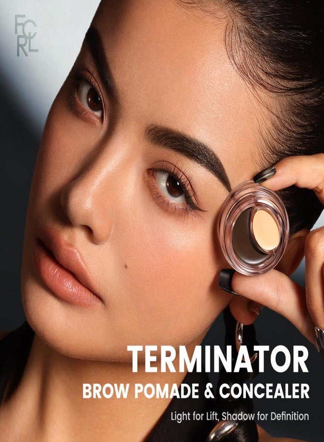 فوكالور خافي عيوب ومُلمّع حواجب فوكالور تيرميناتور، مُلمّع حواجب 2 في 1 لتحديد وتفتيح الحواجب، مكياج حواجب يدوم 24 ساعة، مقاوم للماء، لا يتلطخ، تركيبة كريمية ناعمة، لون رمادي فاتح - Image 2