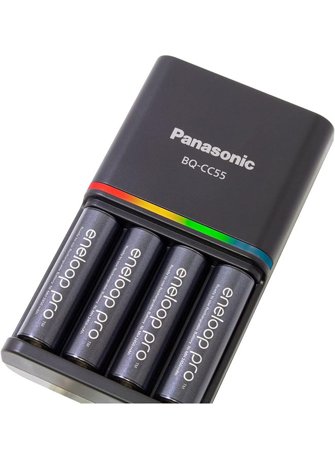 eneloop Panasonic Pro Charger With Pack Of 4 Aa 2550Mah Rechargeable Batteries, K-Kj55Hc40S2  - Image 5