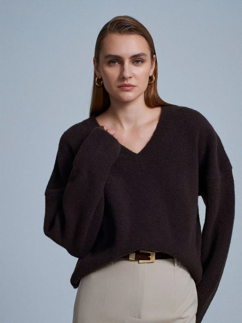 DILVIN Women's V-neck Ribbed Knit Sweater - Image 4
