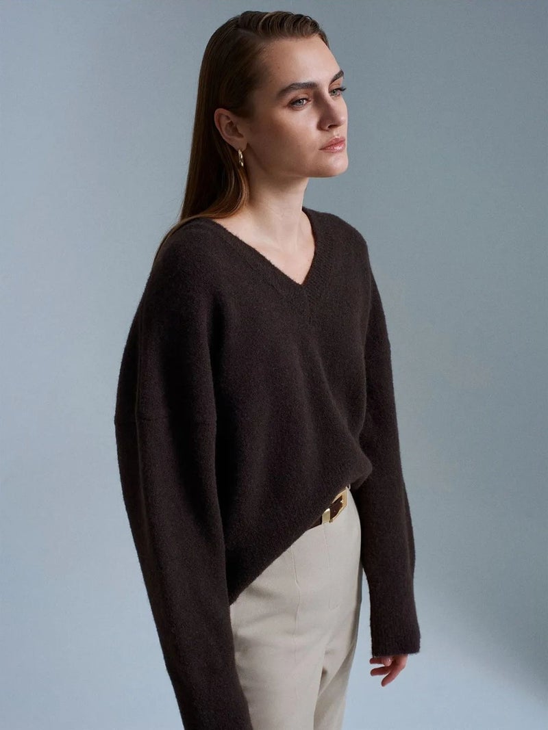 DILVIN Women's V-neck Ribbed Knit Sweater - Image 2