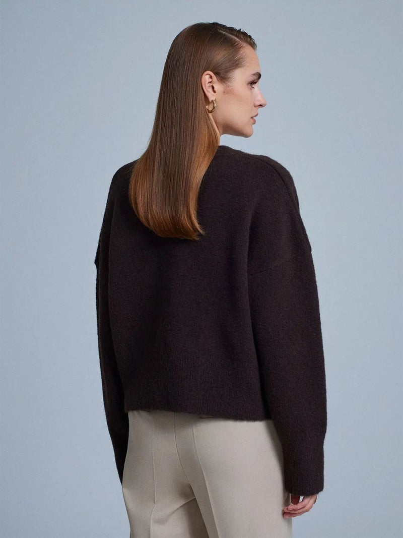 DILVIN Women's V-neck Ribbed Knit Sweater - Image 3