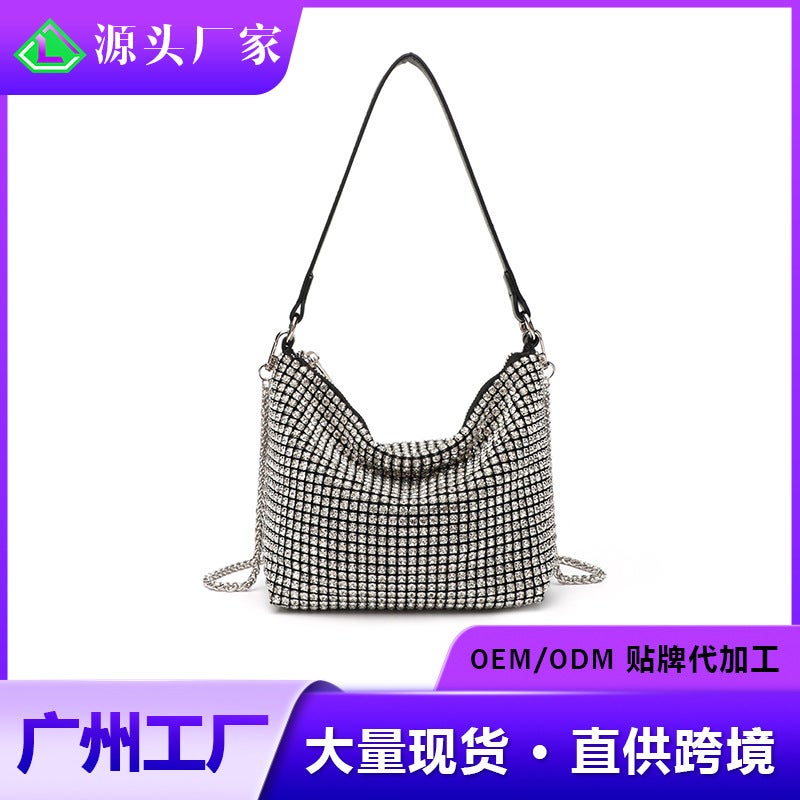 New Arrival Handmade Diamond-Encrusted Women'S Underarm Bag Super Flash Knot Handbag Socialite Light Luxury Underarm Evening Bag - Image 2
