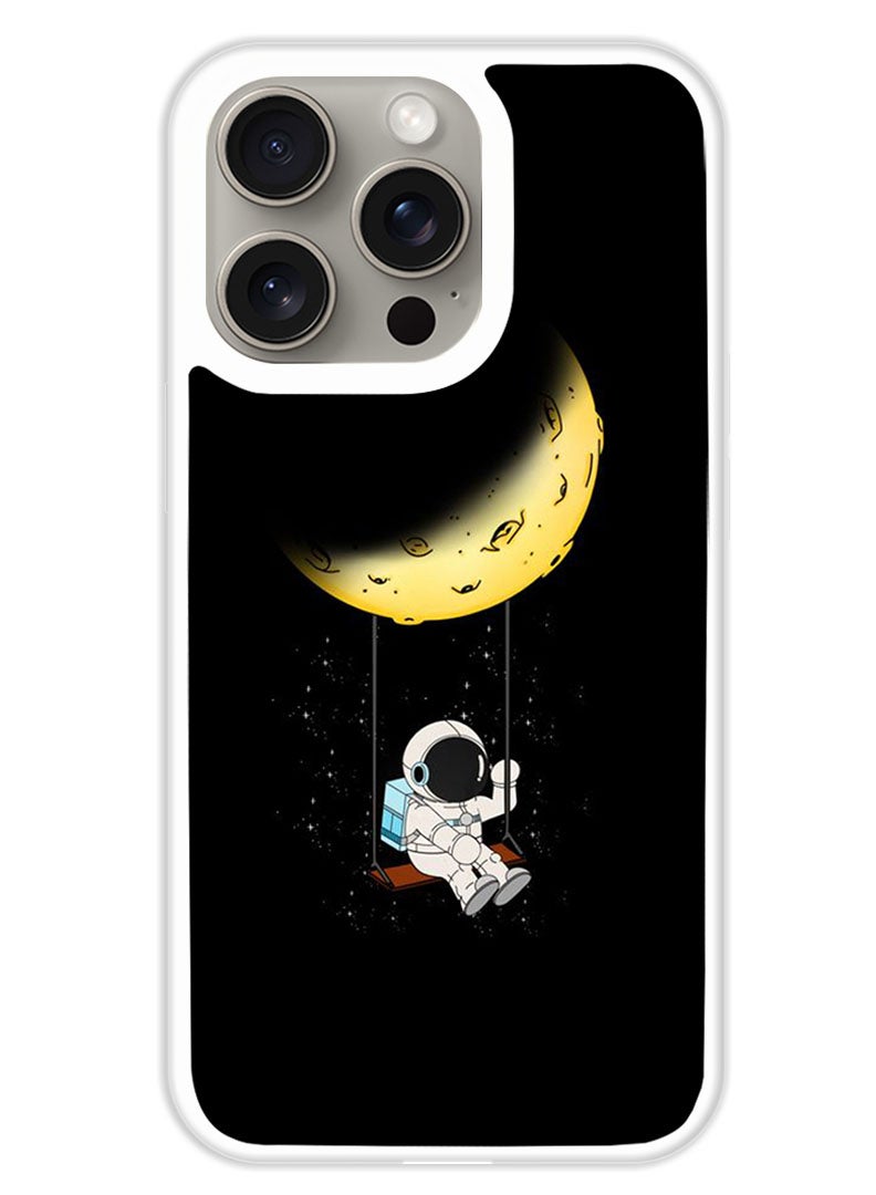 Theodor Protective Case Cover For APPLE IPHONE 15 Pro Astronaut Hanging (White Bumper) - Image 1
