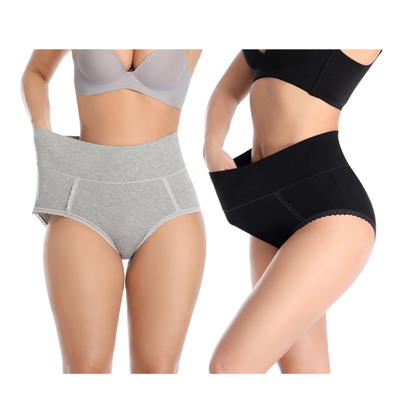 MISSWHO High Waisted Womens Underwear Cotton Tummy Control Panties Postpartum Essentials Plus Size Briefs Ladies 6 Pack XX-Large - Image 2