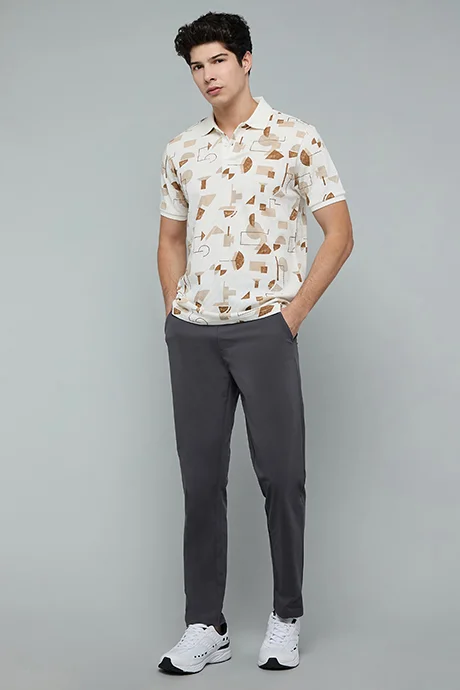 R&B Printed Polo T-Shirt with Short Sleeves