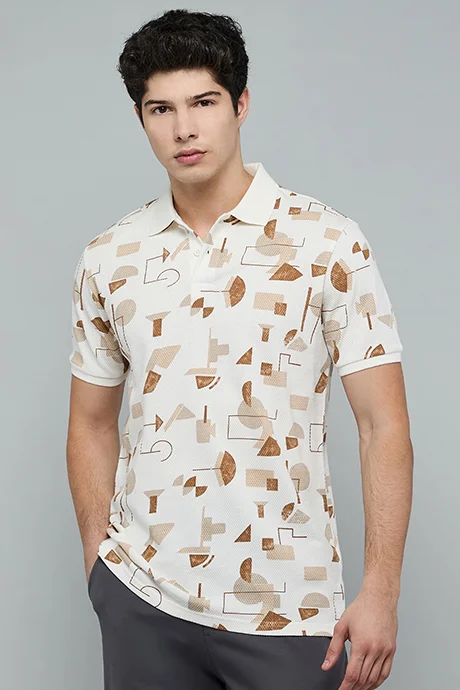 R&B Printed Polo T-Shirt with Short Sleeves